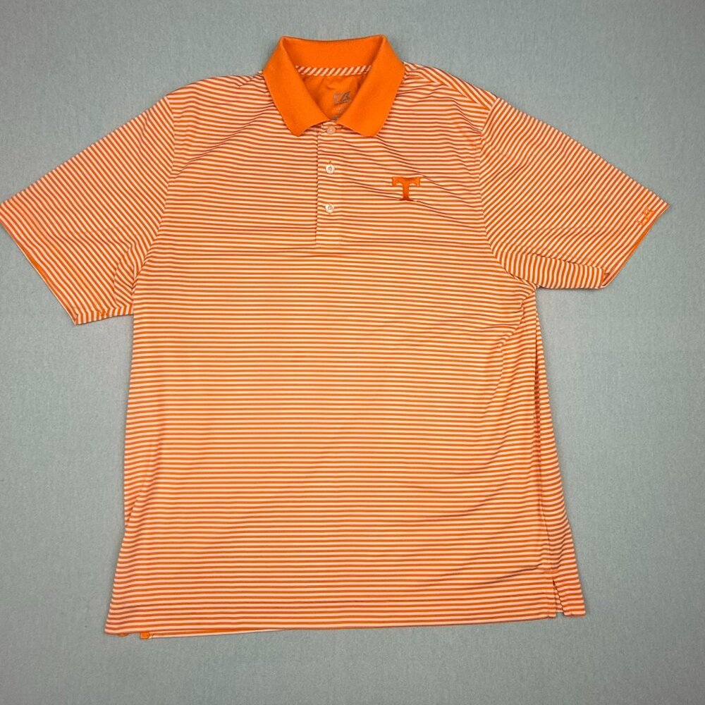 Cutter & Buck Tennessee Vols Orange/White Strips Polo Shirt NCAA  - Men’s XL